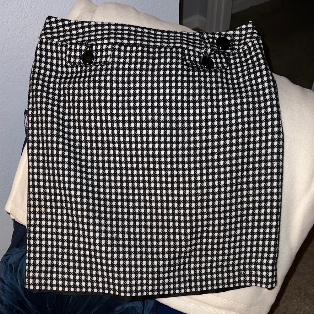 Ann Taylor Black and White Checkered Mini Skirt - Petite